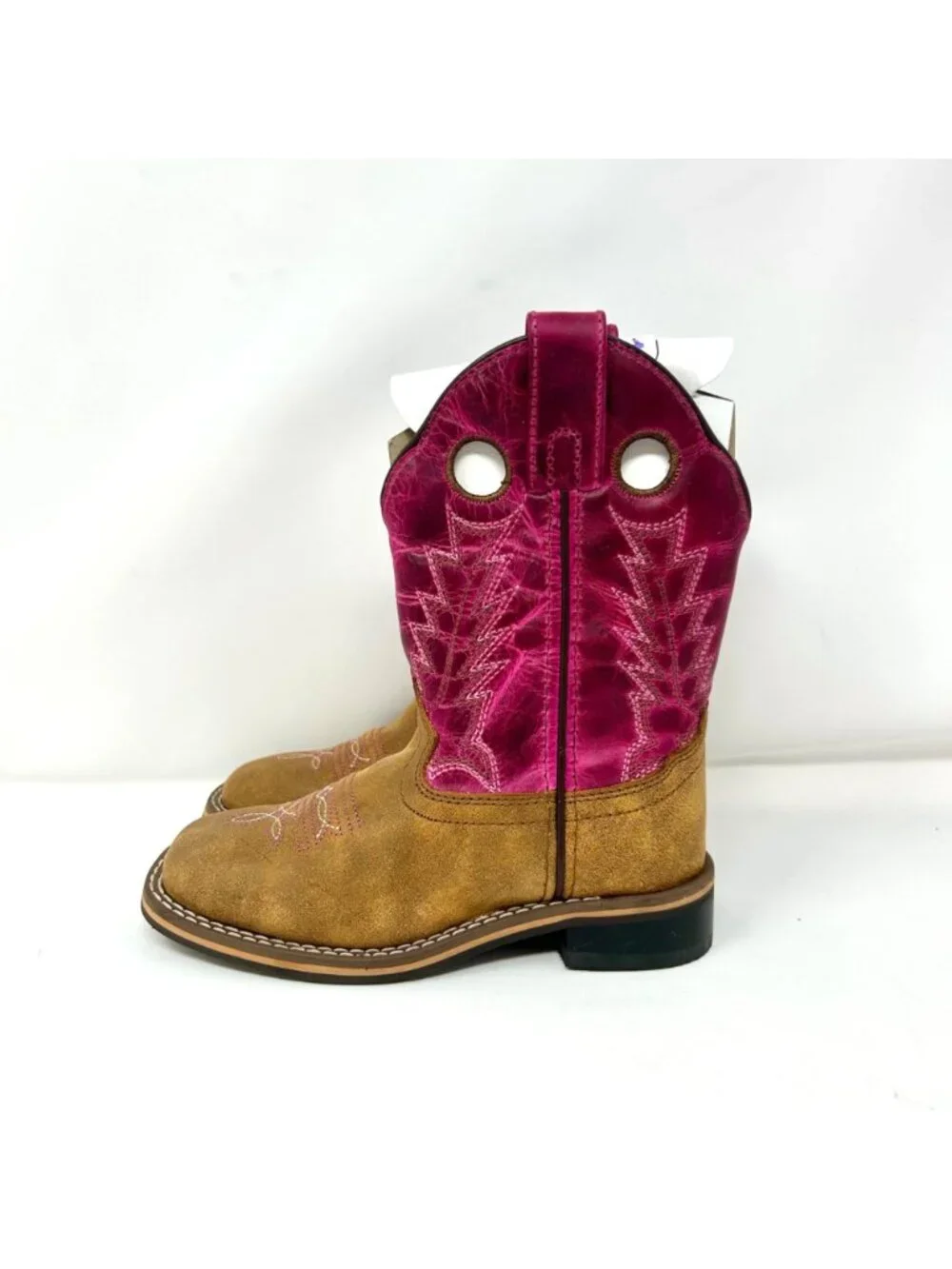 Shyanne Little Girls Western Boots Brown Pink Square Toe Size 11 Cowboy Boots